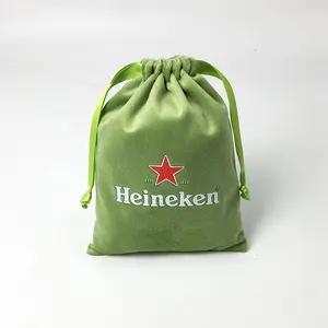Velvet Bag with String Gift Drawstring Recyclable cosmetic Customize Screen Printing cloth dust pouch with logo