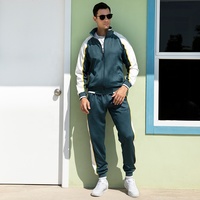 Ensembles de survêtements pour hommes à blocs de couleur, haute qualité, grandes tailles, avec fermeture éclair, personnalisables avec logo, pour la course et le jogging (sweat-shirt et pantalon)