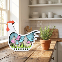 Letrero de Madera Contrachapada 3D Personalizado con Diseño de Pollo de Pascua |   Decoración de Mesa Moderna con Impresión UV Hen |   Adorno Personalizado de Animal Primaveral 2026