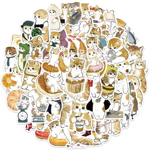 64 Uds pegatinas de gato dibujos animados pegatina divertida vinilo pegatina impermeable decoraciones para niños DIY Ipad