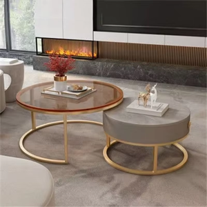 Tavolino da Salotto Rotondo in Vetro Effetto Pietra Nordico 2025 - Arredamento Moderno Minimalista di Lusso Leggero - Product Image 5