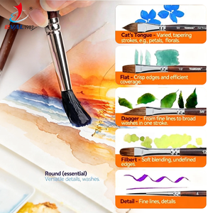 Set di <span class=keywords><strong>Pennelli</strong></span> Professionali <span class=keywords><strong>per</strong></span> Artisti 11 Pezzi con Manico in Legno e Setole Sintetiche <span class=keywords><strong>per</strong></span> <span class=keywords><strong>Acquerello</strong></span> e Forniture Artistiche - Product Image 3