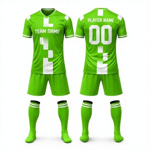 Custom Green Sublimated Breathable Mesh Soccer Jersey Unisex V-Neck Short Sleeve Team Name Player Number Moisture Wicking - Product Image 1