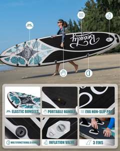 ขายส่งบอร์ดยืนพายลมขนาด 11'*33''*6'' พร้อมอุปกรณ์เสริม SUP ระดับพรีเมียมสำหรับเด็กและผู้ใหญ่ DR07 บอร์ดพองลมความแข็งแรงสูง - Product Image 2