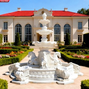 Youfine น้ำพุหินอ่อนโบราณพร้อมม้าทำจากหินธรรมชาติตกแต่งสวนวิลล่ากลางแจ้งแบบยุโรปออกแบบได้ตามต้องการ - Product Image 1