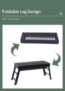 Barbecue au charbon <span class=keywords><strong>de</strong></span> bois pliable et portable, en acier robuste, <span class=keywords><strong>pour</strong></span> le camping en plein air, facile à nettoyer, pieds pliables, 60 cm - Product Image 4