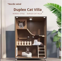 Villa de luxe moderne pour chat, nid fermé en verre trempé, modèle Malacca en bois massif, maison universelle pour chat et chien