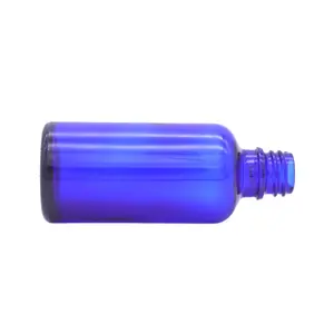 Botellas de Perfume de aceite esencial, botella vacía de vidrio azul con cuentagotas, 50ml