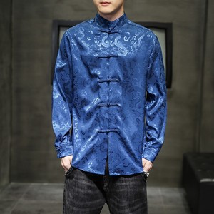 Vêtements traditionnels <span class=keywords><strong>chinois</strong></span> pour hommes Hanfu Top Long Sleeve Tang Suit Kung Fu Shirt Cardigan Coat - Product Image 2