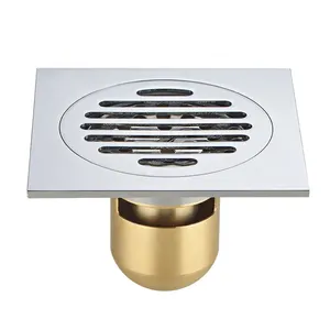 High demand import products size 120 * 120 * 3.8mm golden bathroom, deep water deodorizing brass floor drain