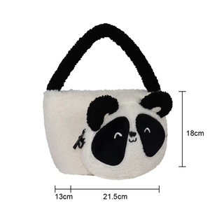 Bolso de Mano con Cierre de Cremallera y Diseño de Panda a la Moda, Estilo Casual Vintage para Viajes Diarios, Elegante Bolso Tote 2 en 1 de Felpa con Dibujos Animados para Bebés - Product Image 5