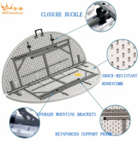 Meja Lipat Bulat Komersial PP 120 150 180cm, Meja Makan Plastik Portabel, Meja HDPE untuk Dapur, Luar Ruangan, Pesta, Pernikahan, Acara