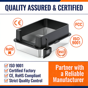 Caja de arena para gatos de acero inoxidable extra grande de alta resistencia, a prueba de fugas, desmontable y antiadherente. - Product Image 3