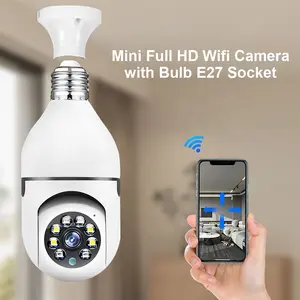 Kamera bohlam lampu E27 kamera pengawas 360 nirkabel jaringan WIFI nirkabel gambar ganda penglihatan malam sumber cahaya ganda 3MP 4K