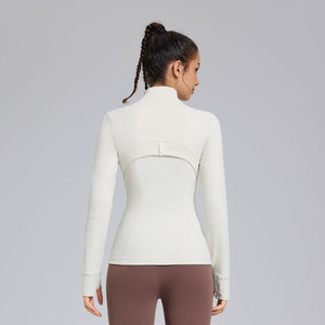 Haut de yoga à manches longues pour femmes, veste de sport ajustée à col montant pour la course à pied et le fitness, à porter au printemps et en automne - Product Image 2
