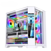Caja de PC con Pantalla LCD Secundaria Extra Grande, Torre ATX para Juegos, para Computadora de Escritorio