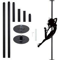Poste de baile negro antideslizante profesional Kit de poste de baile independiente de altura ajustable para entrenamiento baile y ejercicio