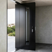 Porte d'entrée extérieure en acier de luxe haut de gamme, porte blindée résidentielle moderne, porte pivotante en bois massif pour maison