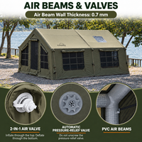 Tente gonflable familiale Coody Familia 17.2 Air - verte, glamping, installation rapide, quatre saisons, durable, pour le camping en plein air