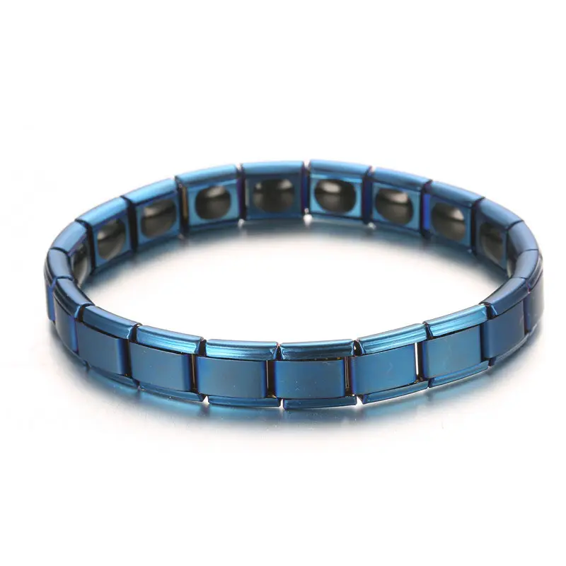 Bracelet en acier inoxydable bleu 20 Germanium pour hommes, thérapie magnétique en acier titane, Bracelet fonctionnel de soins de santé