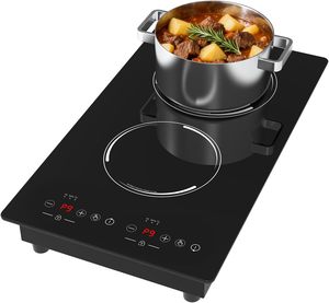 <span class=keywords><strong>Placa</strong></span> de Inducción Doble Portátil, Estufa de Inducción con 2 Quemadores, Acero Inoxidable, Control Táctil de 9 Niveles, Bloqueo de Seguridad Automático - Product Image 1