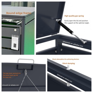 Mobile contenitore per bidoni della spazzatura da esterno, in <span class=keywords><strong>metallo</strong></span> impermeabile, per giardino e patio, con copertura per 3 bidoni. - Product Image 4