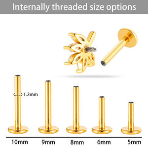 حلق تيتانيوم Hengsen G23 بتصميم مفصلي داخلي مرصع بالزركون، مصنوع من التيتانيوم ASTM F136 بظهر مسطح - Product Image 5