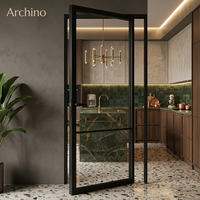 Puerta de Cocina Moderna de Aluminio con Marco Delgado y Vidrio Templado para Proyectos de Apartamentos, Precio de Fábrica, Suministro al por Mayor