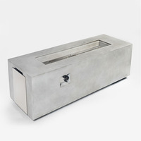 Table de foyer rectangulaire moderne en MgO et acier inoxydable, grande table de foyer au propane pour l'extérieur, idéale pour le chauffage extérieur et les fêtes