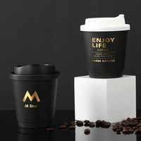 Vente en gros 4/8/10/12/16Oz Gobelet à café jetable personnalisé en papier à emporter avec logo pour boisson avec couvercles