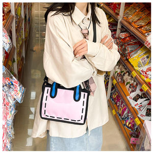 <span class=keywords><strong>2D</strong></span>フリーハンド漫画スタイルかわいいデザイントートバッグ大容量学生子供男性女性レジャークロスボディバッグバッグ - Product Image 4