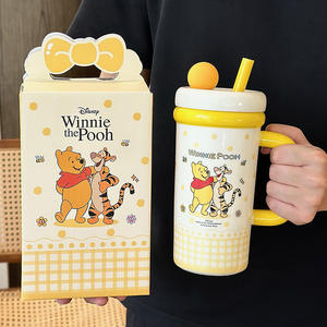 Disney Mickey <strong>Winnie</strong> <strong>Pooh</strong> Ceramic <strong>Mug</strong> With Straw And Lid Large Capacity Coffee Milk Breakfast Cup Cartoon Design Spring 2025 - Product Image 3