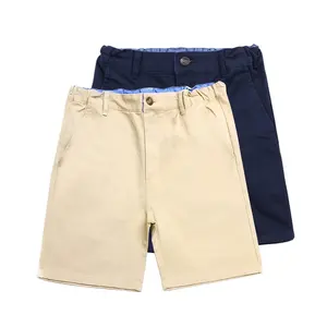 Custom Design Primary School Uniform Toddler School Uniform Flat Front Shorts In Khaki And Navy Color