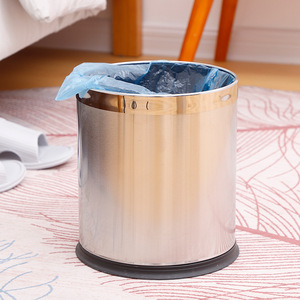 Stainless Steel Waste <b>Bin</b> 8L Cylindrical With <b>Lid</b> Indoor Use Kitchen Bathroom Bedroom Hotel Style - Product Image 2