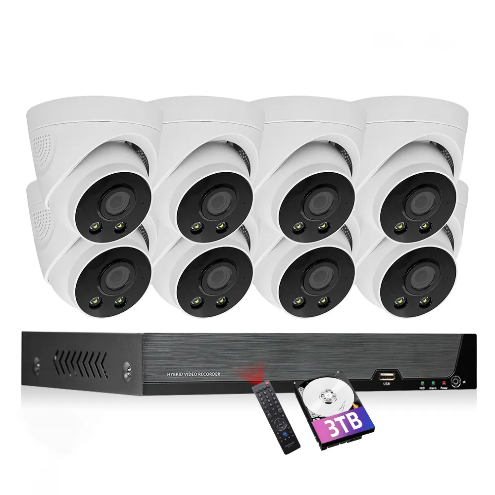 Conjunto de vídeo de vigilância residencial, casa 1080p 4k sistema poe 8mp 4ch 8ch nvr kit sistema de vigilância cctv