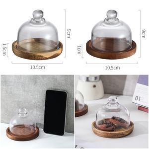 <span class=keywords><strong>Mini</strong></span> Plateau à Gâteau en Verre Rond avec Socle en Bois pour la Décoration de la Maison ou de l'Hôtel pour Servir des Gâteaux lors de Fêtes - Product Image 3