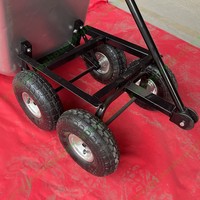 Chariot de jardin à plateforme à 4 roues, chariot à benne basculante, chariot à main, capacité de charge de 150 kg