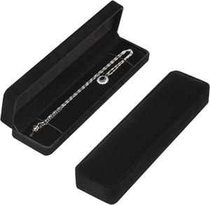 Caja de Joyería de Terciopelo Larga y Lujosa, Estuche de Regalo Cuadrado para Collares, Cadenas y Joyas - Product Image 1