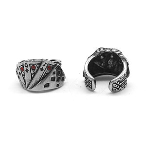 yunnique Tibetan Silver <b>Playing</b> <b>Card</b> Stud Earrings With Rhinestones Party Jewelry For Men Women - Product Image 1
