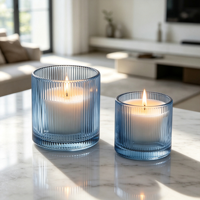 Porte-bougies en verre gaufré côtelé, porte-bougies en verre givré multicolores pour la décoration de la maison, de la table, des mariages et des fêtes