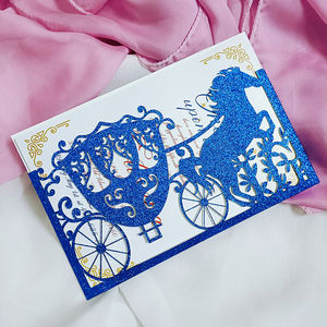 Silver Gold Champagne Glitter Cow <strong>Boy</strong> Horse Laser Cut Pocket <strong>Invitation</strong> Cards for Wedding Birthday Quinceanera Invites - Product Image 3