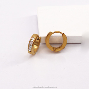 ชุดต่างหูทรงกลมทันสมัยประดับด้วยเซอร์คอนสแตนเลสขนาด 4x10 มม. สำหรับผู้ชายและผู้หญิง - Product Image 5