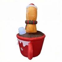 Décoration de Noël gonflable en polyester imperméable de 6 pieds, bonhomme en pain d'épices dans une tasse de chocolat, pour pelouse, fabriquée en usine