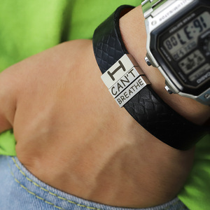 Tùy Chỉnh Thép Không Gỉ Đồ Trang Sức Khắc Logo Da Đen Người Đàn Ông <span class=keywords><strong>ID</strong></span> Vòng Đeo Tay Cho Nam Giới - Product Image 1