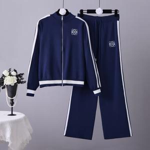 Completo Sportivo <span class=keywords><strong>Donna</strong></span> Moda Transfrontaliera Primavera Autunno 2026 Nuovo Ricamato a Righe con Cerniera Lavorato a Maglia Jacquard Maniche Lunghe - Product Image 6