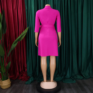 D340 Nieuwe Collectie Carrièrejurken Casual Dames Driekwart Mouw V-Hals Geplooide Blazerjurk Elegante Dames Kantoorjurken - Product Image 5