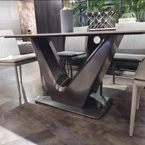 Modern V-Shaped Support Rectangular <b>Dining</b> <b>Table</b> High-End Stable Design For <b>Dining</b> Room Adult Use - Product Image 4
