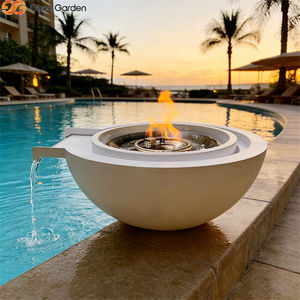 Brasero de Acero Corten Blanco con Cascada, Calentador de Piscina Exterior Independiente Ecológico con Control Remoto, Salida de Calor de 50000-74999 BTU - Product Image 5