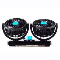 Ventilateur réglable à rotation de 360 degrés Ventilateur de refroidissement de voiture à double tête Ventilateur d'air de voiture à vent fort Air 2-en-1 pour voiture