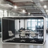 Cabine de réunion insonorisée pour 4 personnes, cabine de réunion de bureau, vidéoconférence, cabine acoustique en verre, éclairage LED, ventilation